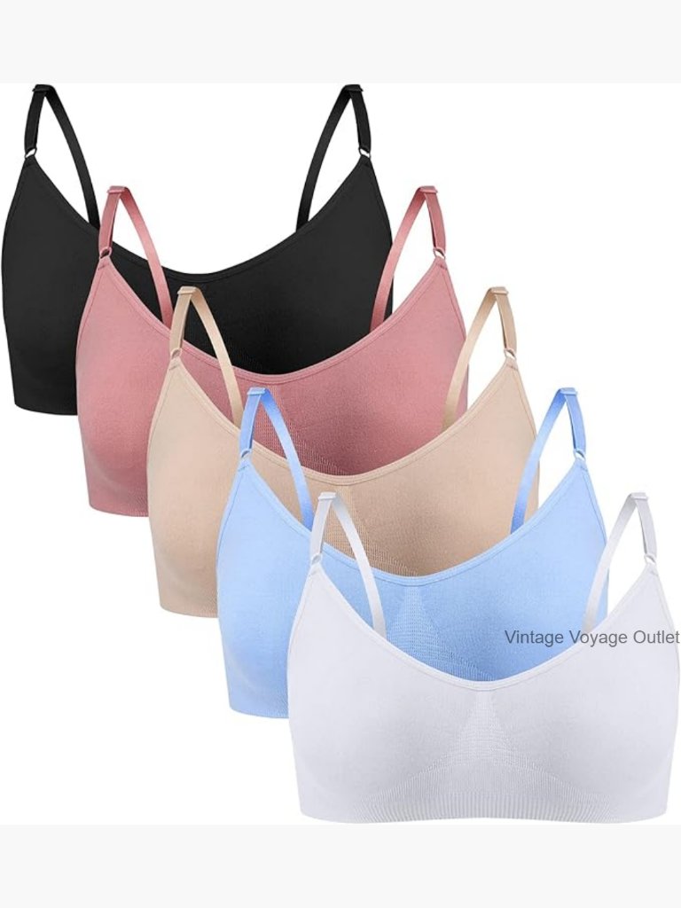 5 Pack Women's Comfortable Camisole Bra With Adjustable Straps